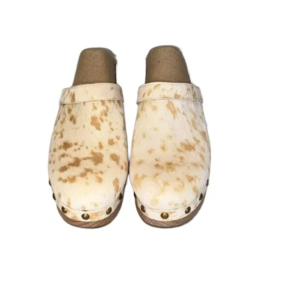 J. Crew Calf Hair Convertible Strap Wooden Clogs - Size 7.5 - Picture 2 of 5